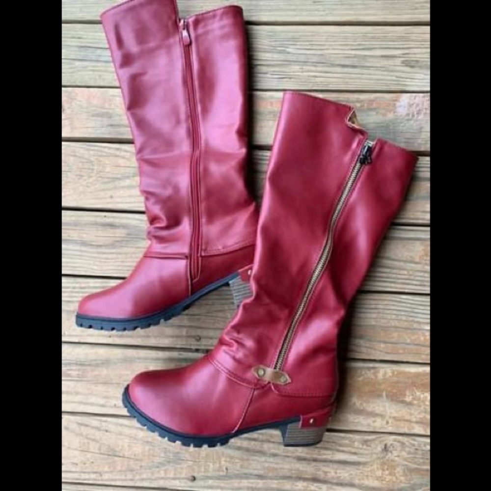 reddish maroon boots